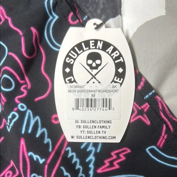 Black and Pink Abstract Board Shorts for Swim - Picture 2 of 4